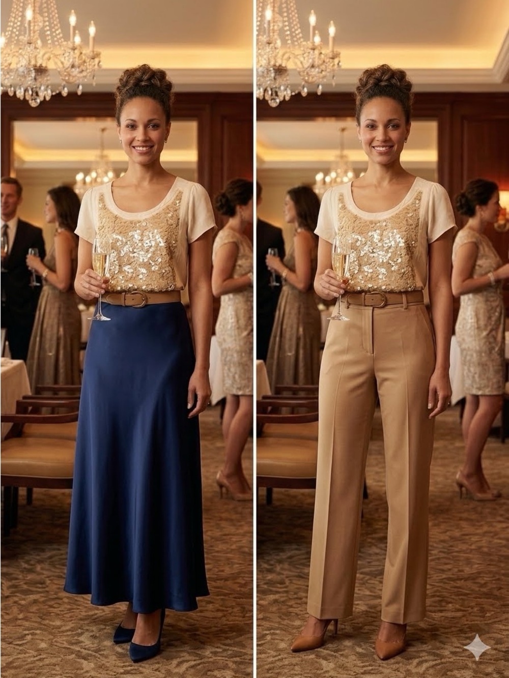 J. Crew Short-Sleeve Top with Tan/Gold Sequined Front